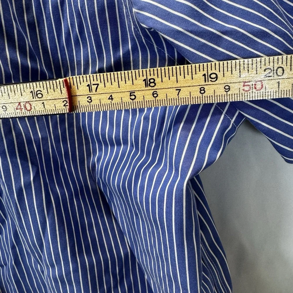 Jos A. Bank Blue & White Striped Travelers Collection Men's‎ 18-33 Button Up